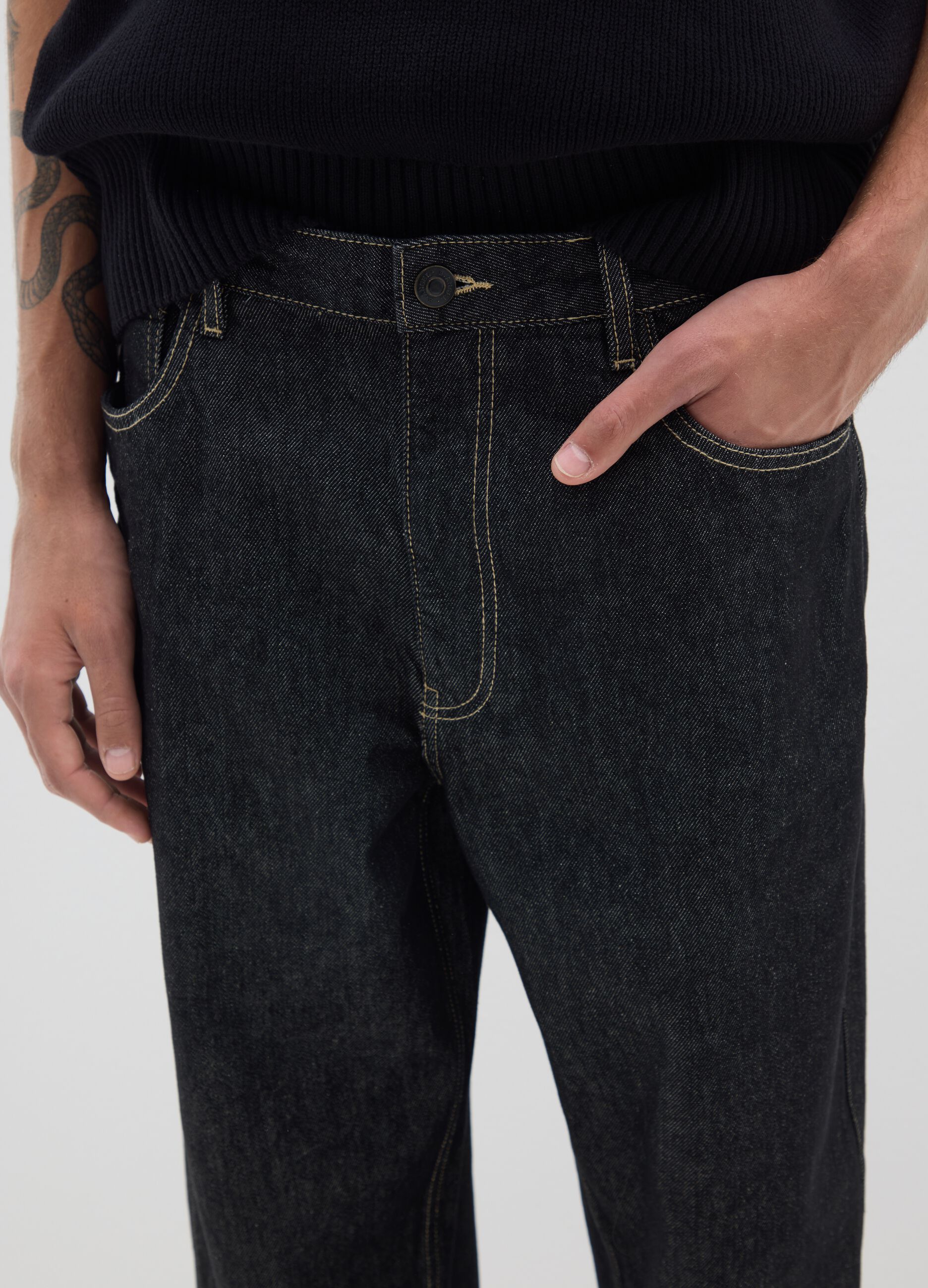 Jeans neri baggy in puro cotone