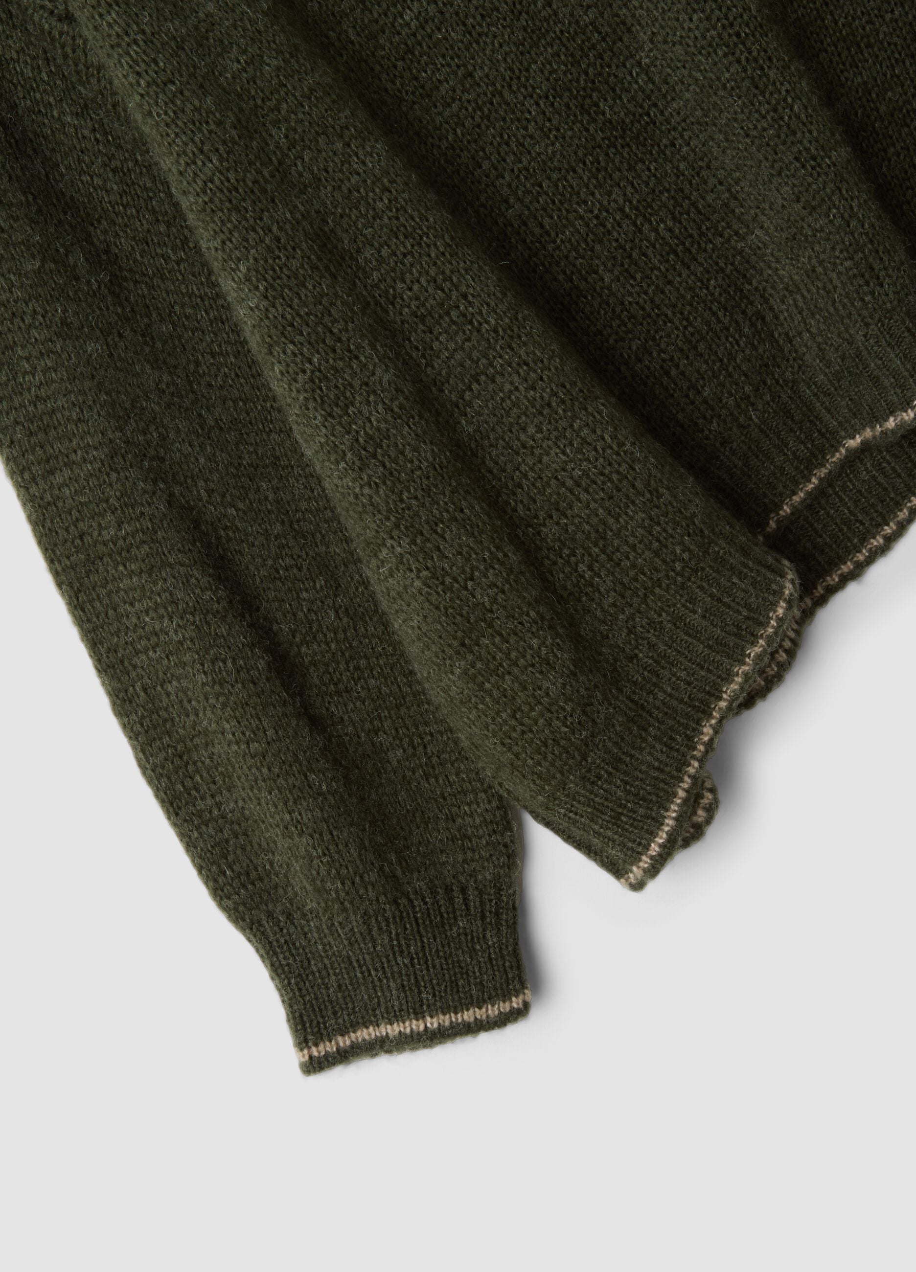 Green regular-fit wool-blend jumper with contrast trim