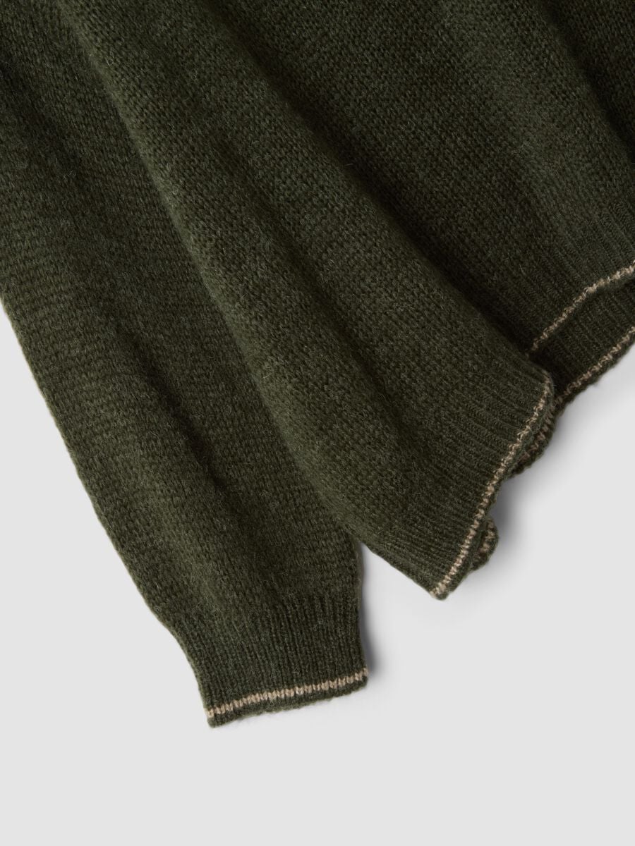 Green regular-fit wool-blend jumper with contrast trim_1