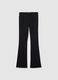 Black Cotton Blend Flare Trousers_4