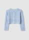 Blue fitted pure cotton knitted cardigan for baby girl_0