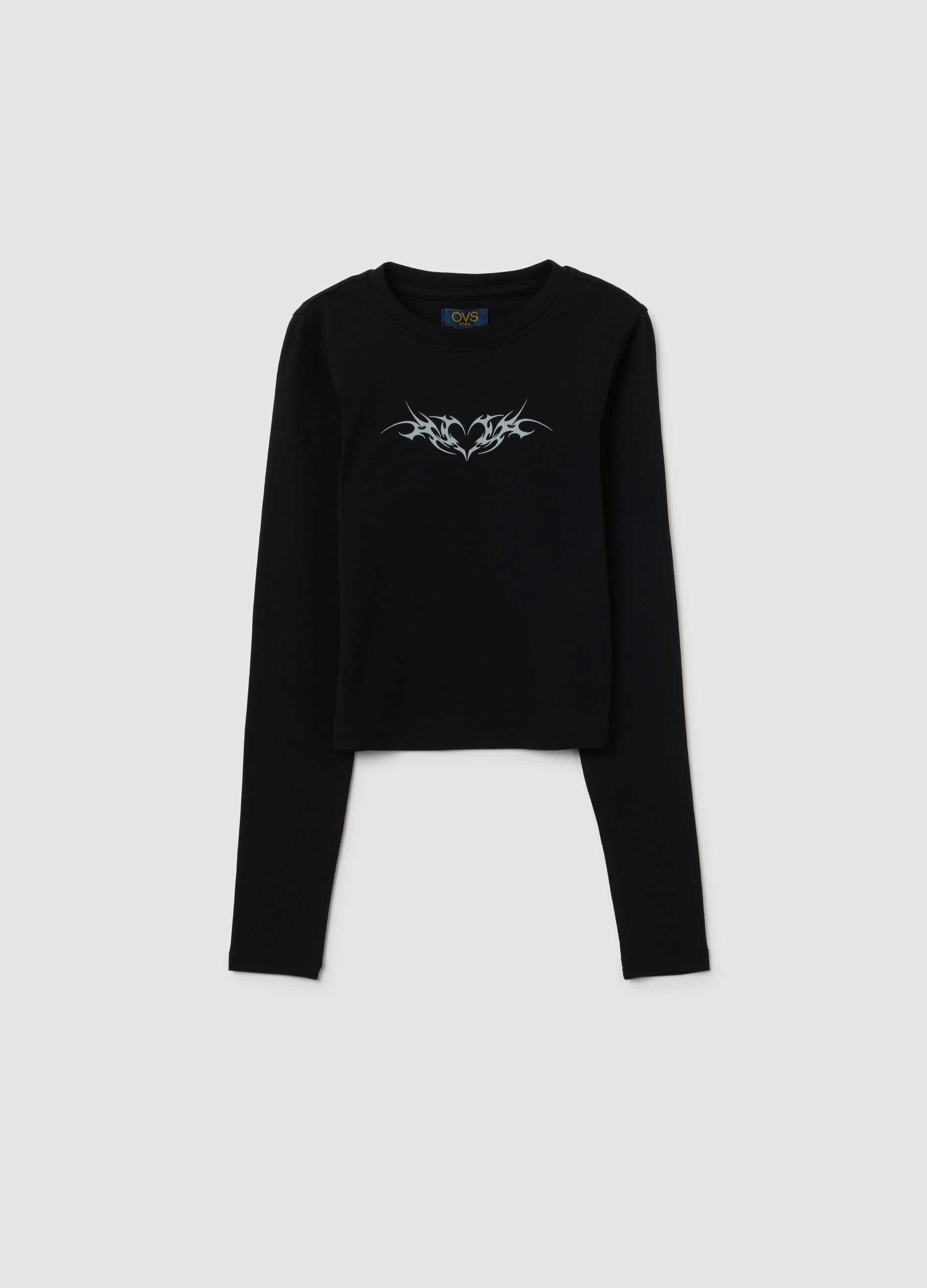 Girls' black stretch cotton regular fit top