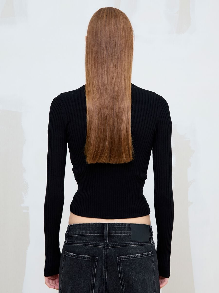 Full-Zip Ribbed Knit Black_3