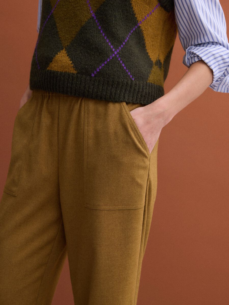 Beige stretch-viscose straight-fit trousers_2
