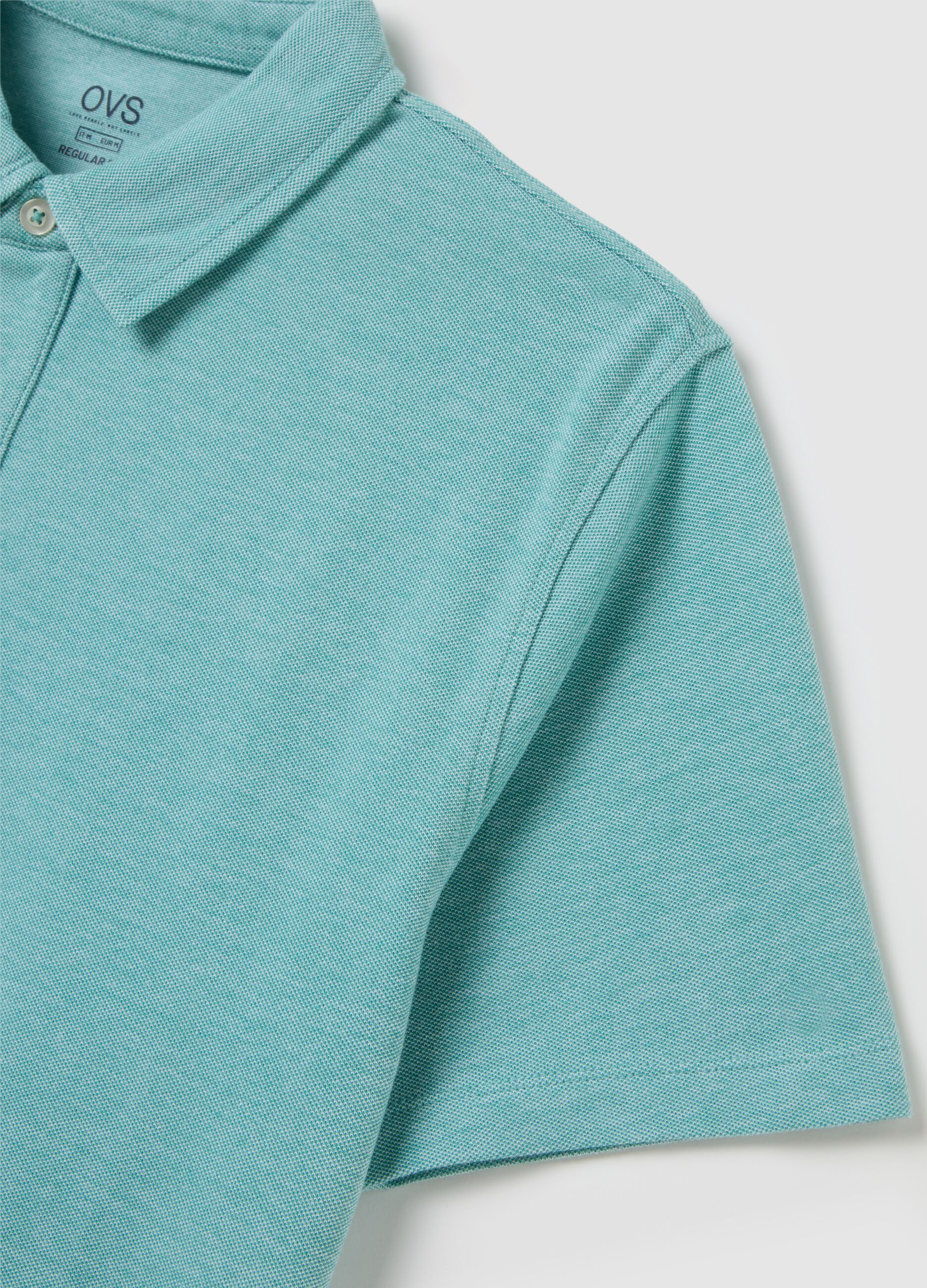 Polo da uomo in puro cotone azzurro regular fit