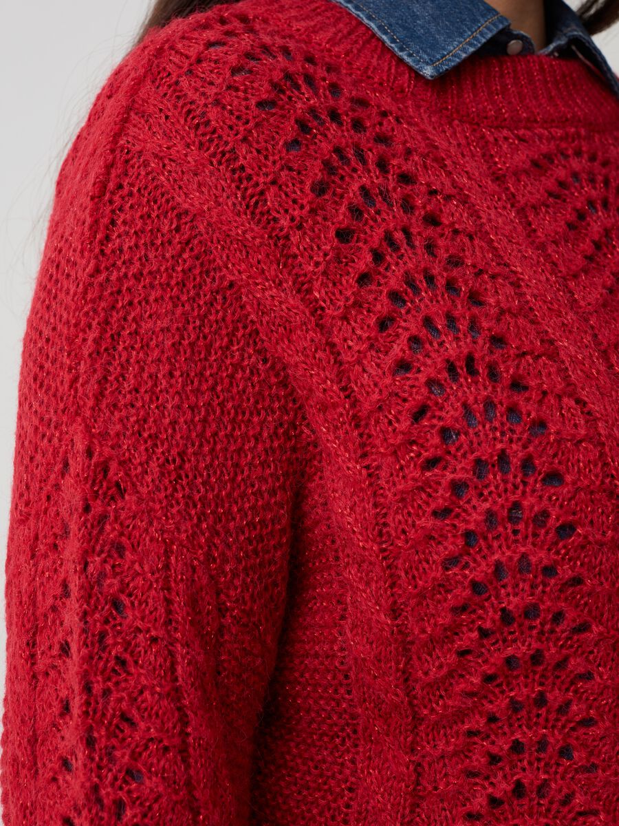 Pullover in lurex con lavorazione pointelle Curvy_3