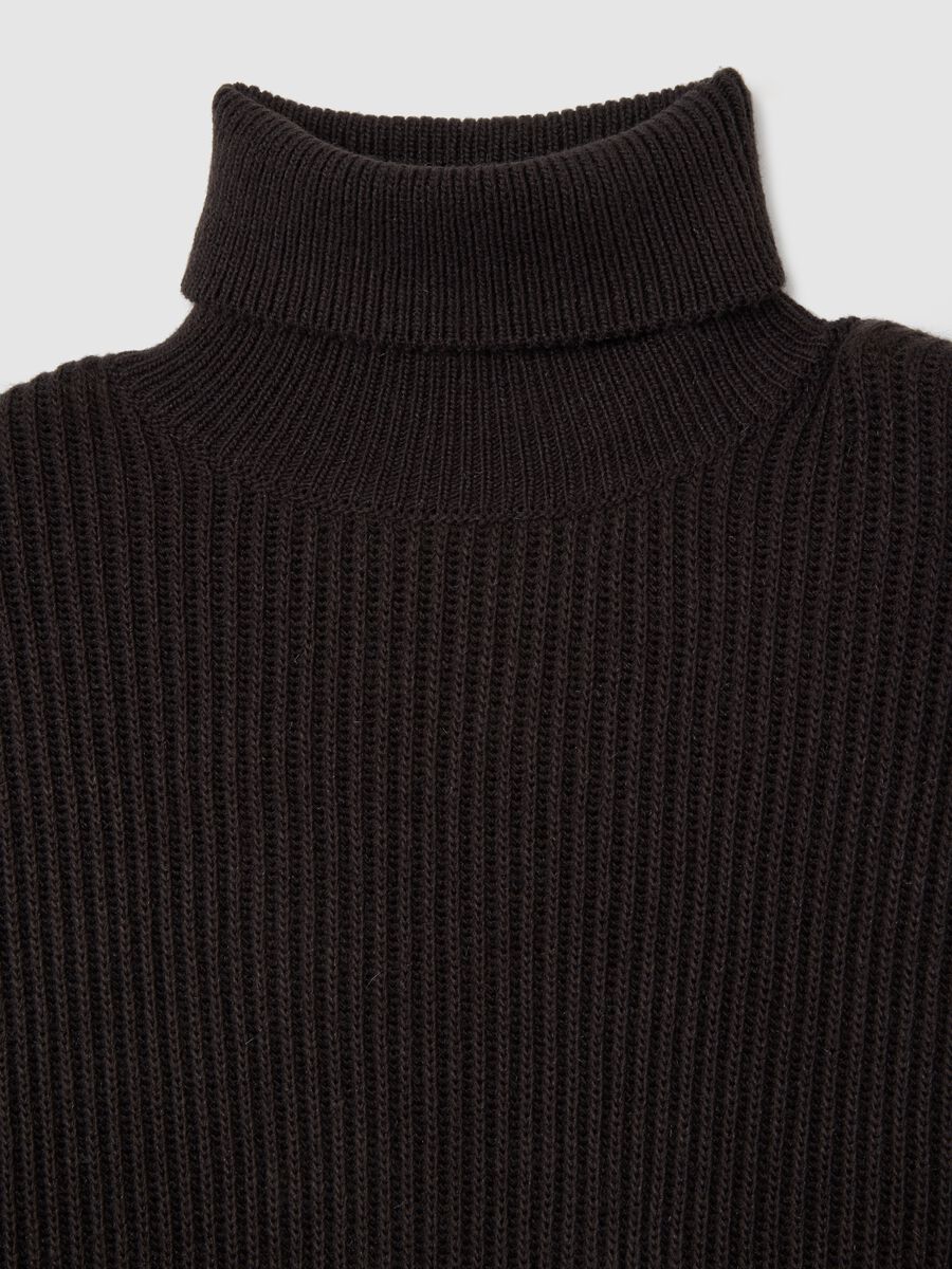 Black High Neck Sweater in Mixed Materials_1