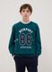 Green crewneck sweatshirt for boys in pure cotton, regular fit with print_0