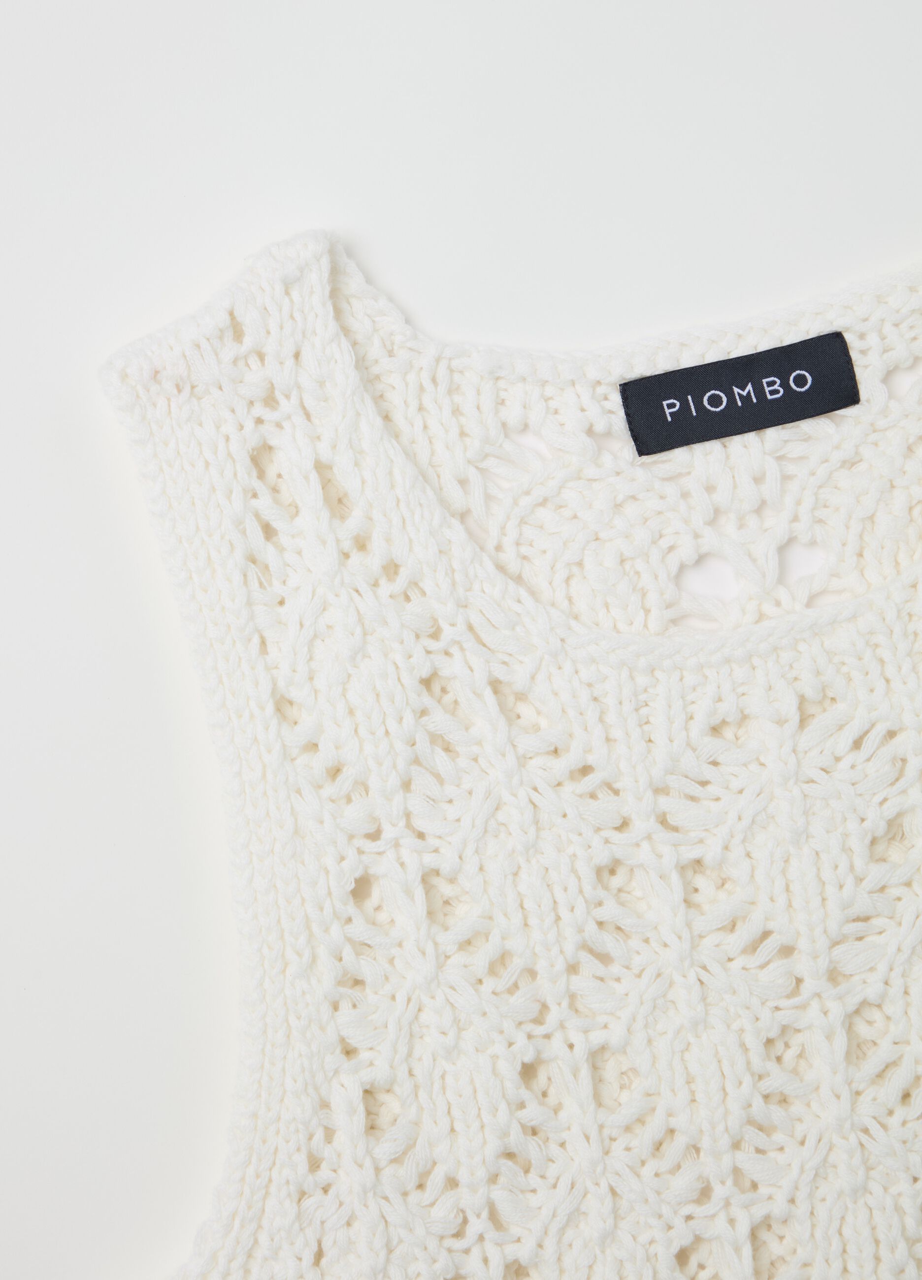 Tank top in cotone crochet bianco