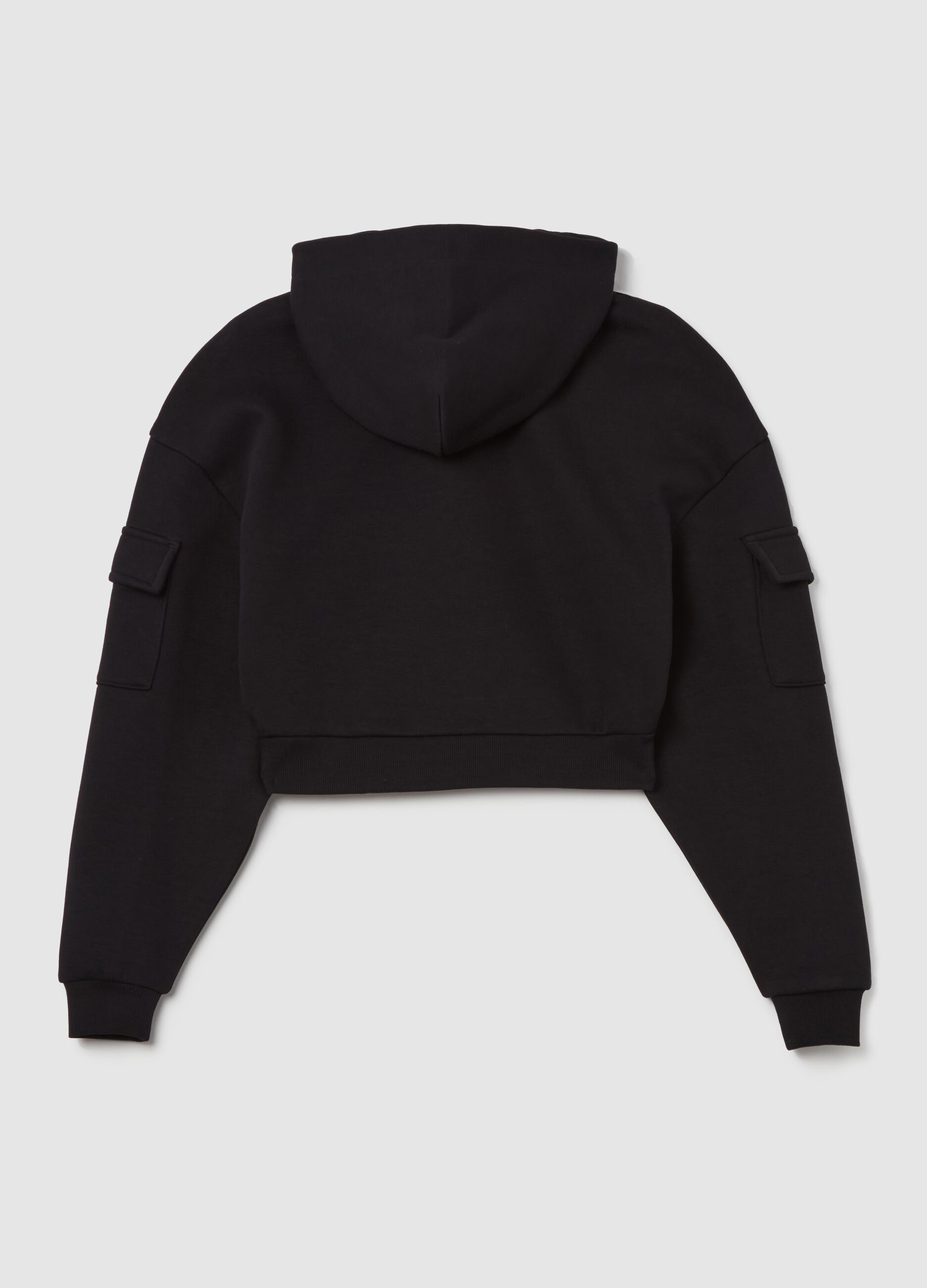 Crop Cargo Hoodie Black