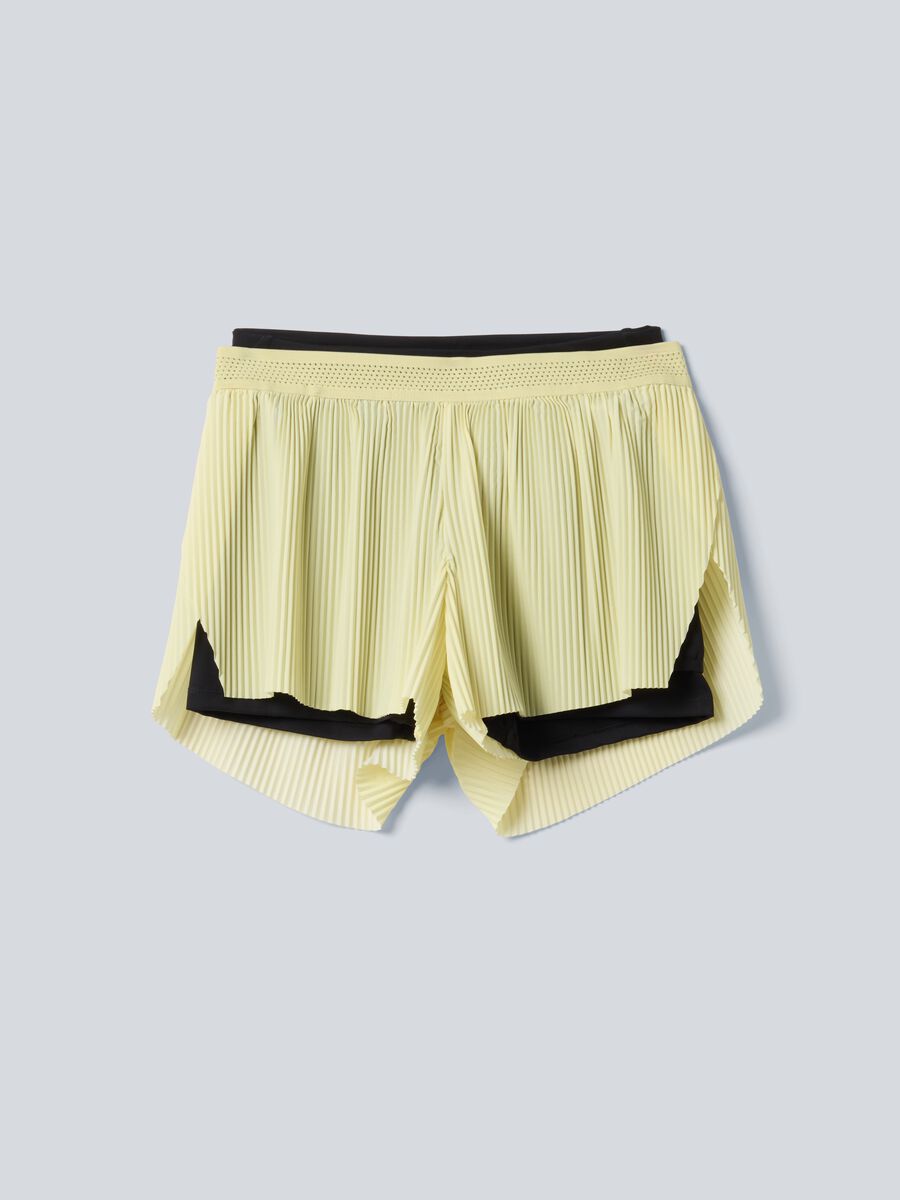 ALTAVIA COURT yellow pleated sports shorts in stretch fabric with removable inner short_4