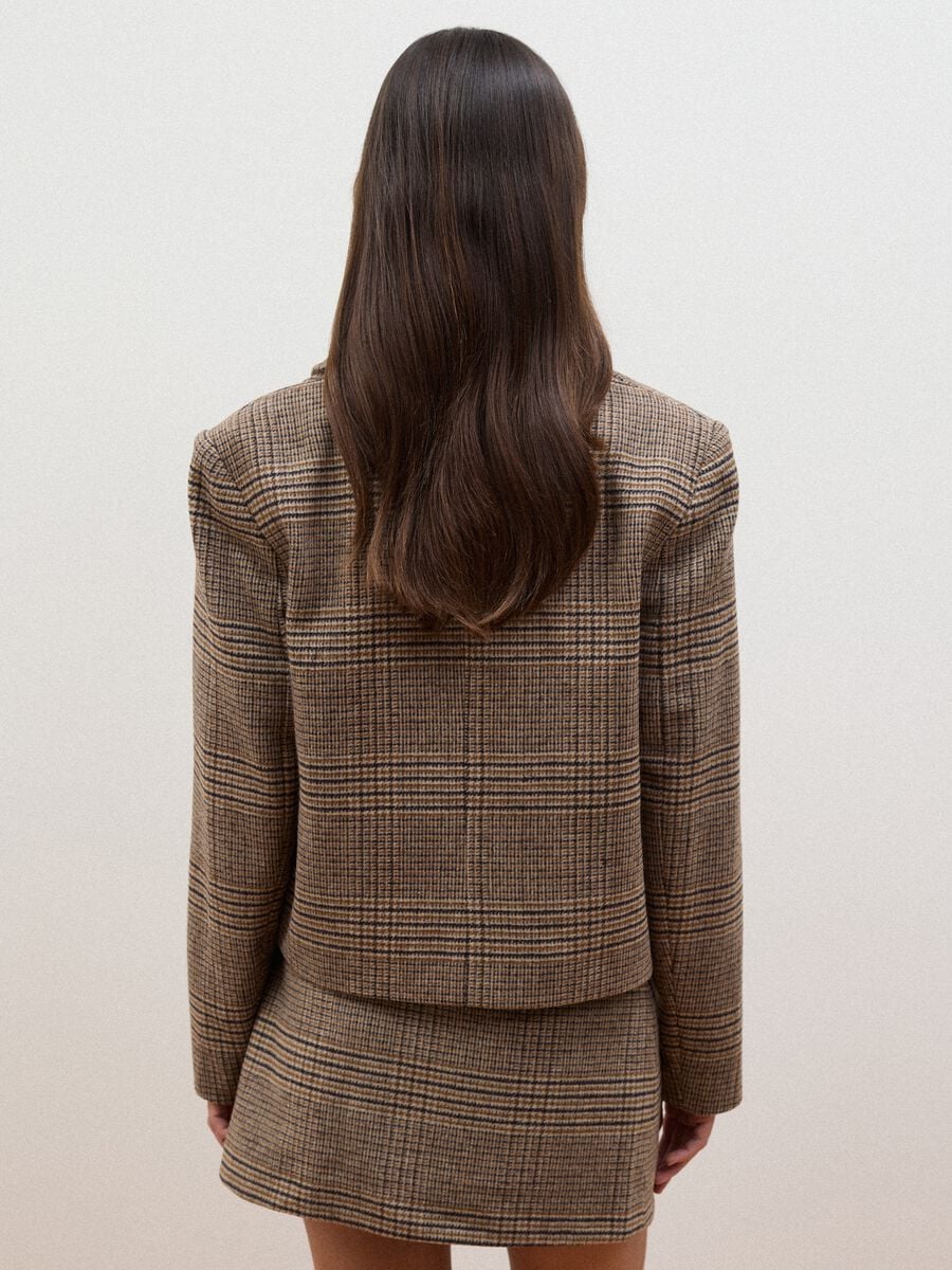 Brown checked wool-blend double-breasted shacket, oversized fit_3