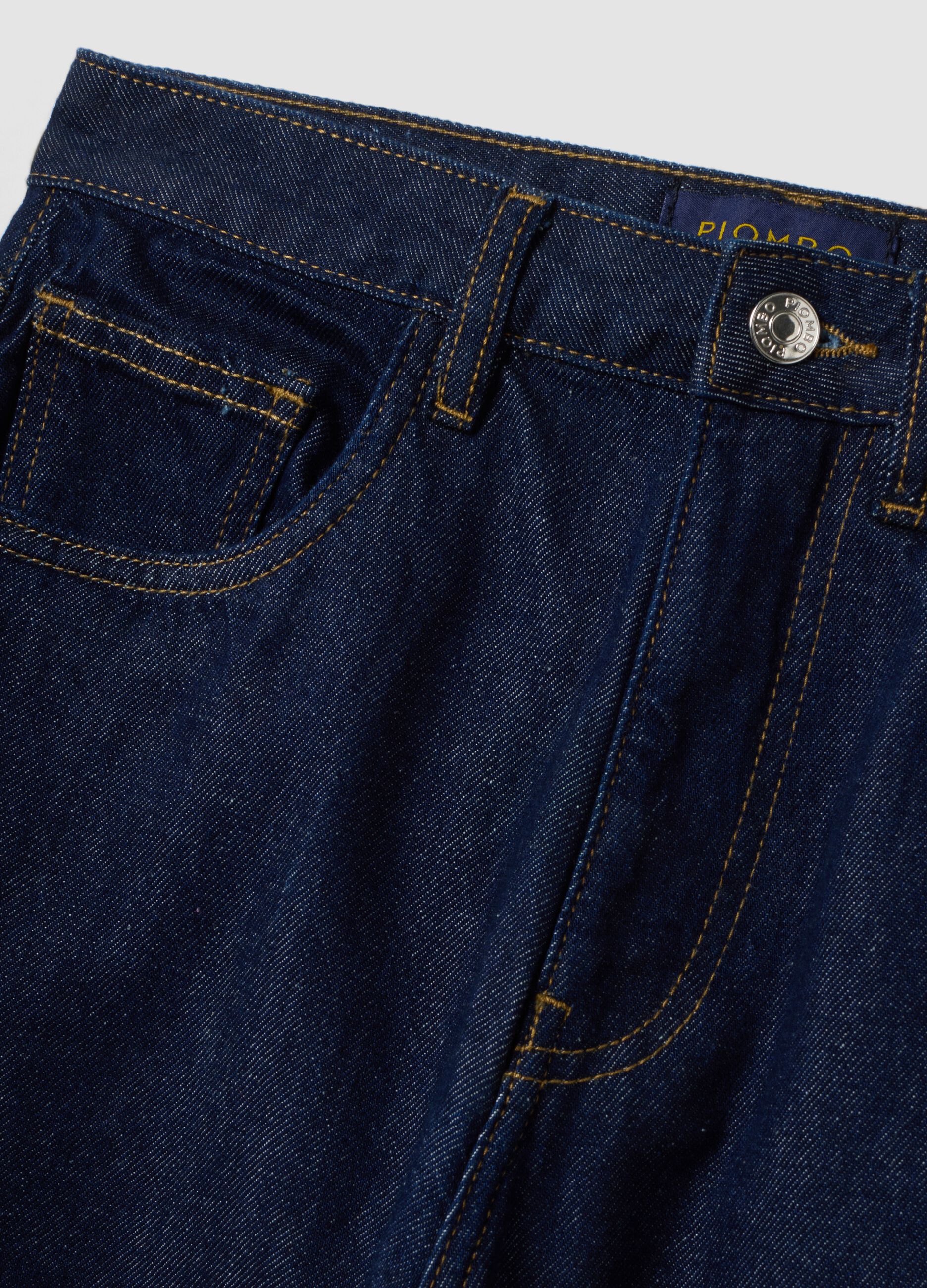 Blue denim straight-fit jeans in pure cotton