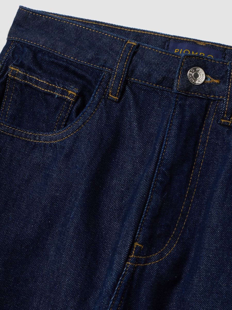 Jeans denim blu in puro cotone straight fit_5