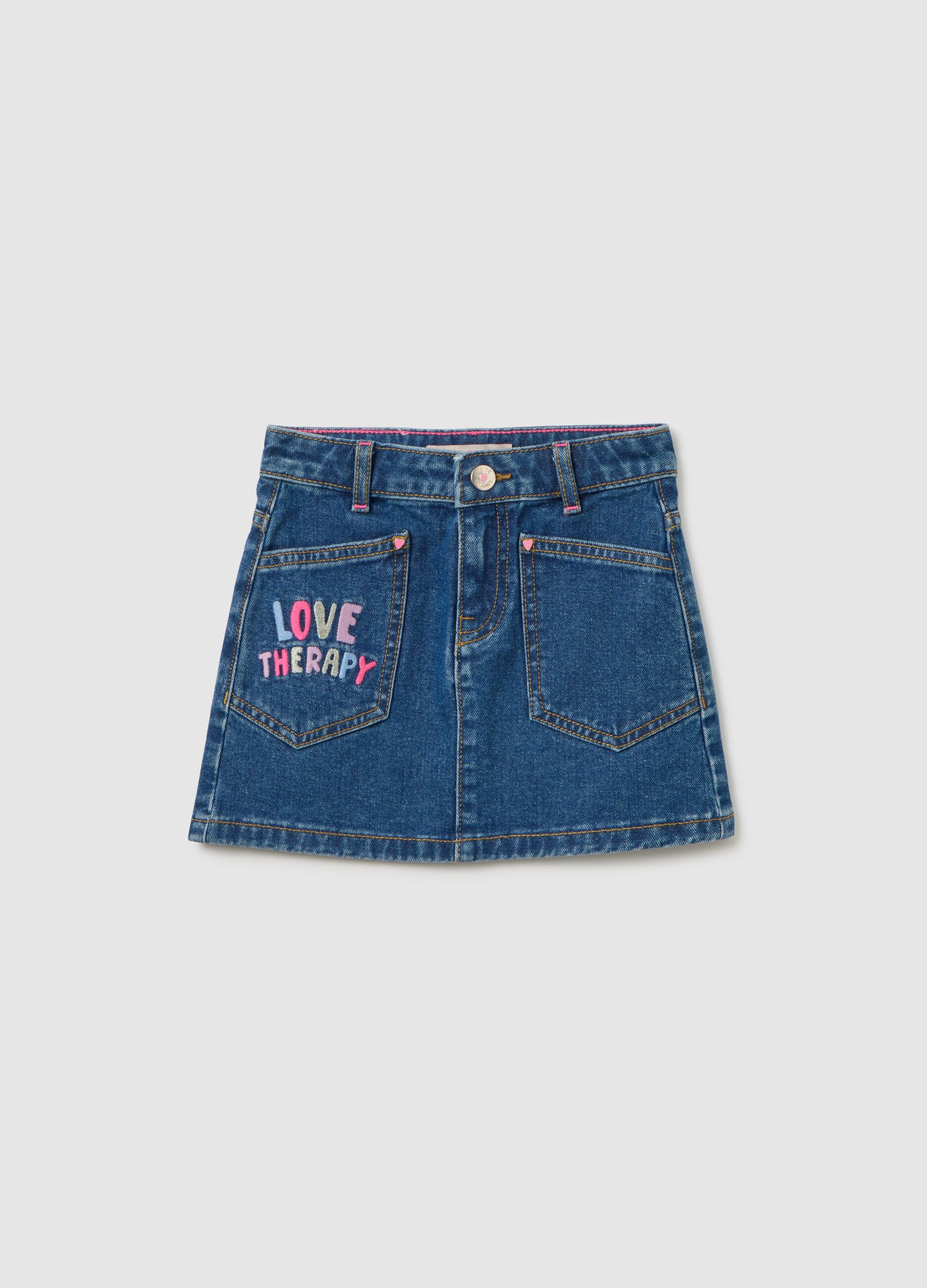 Girls' Pure Cotton Denim Skirt Regular Fit