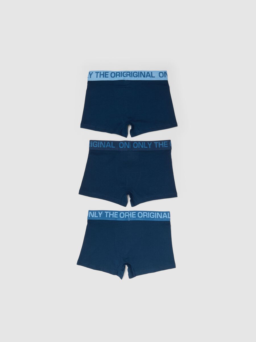 Tripack boxer in cotone elasticizzato blu da ragazzo regular fit_1
