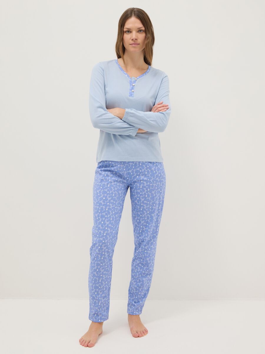 Maglia notte azzurra in puro cotone regular fit con scollo serafino_0