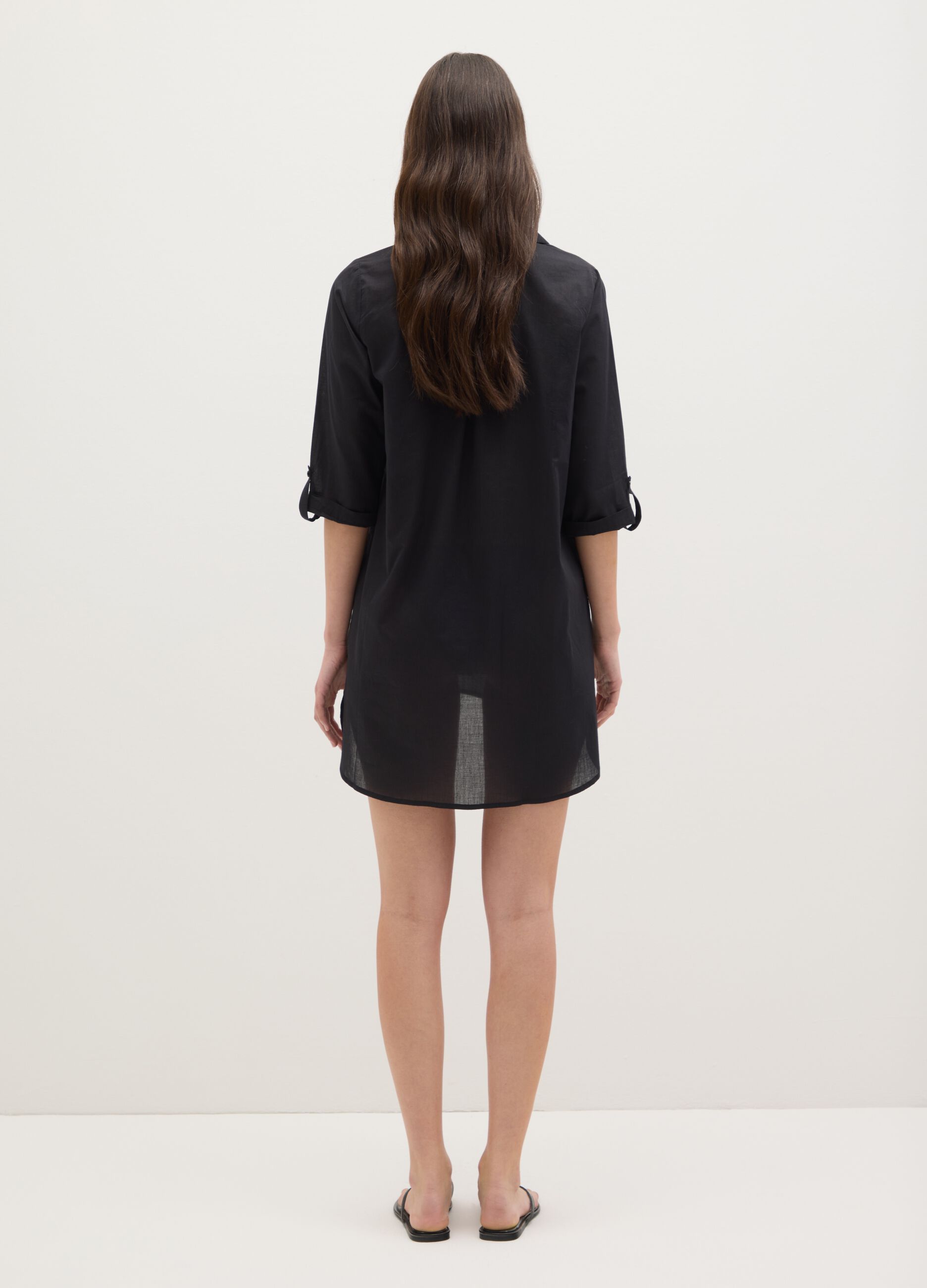 Copricostume da donna in puro cotone nero regular fit