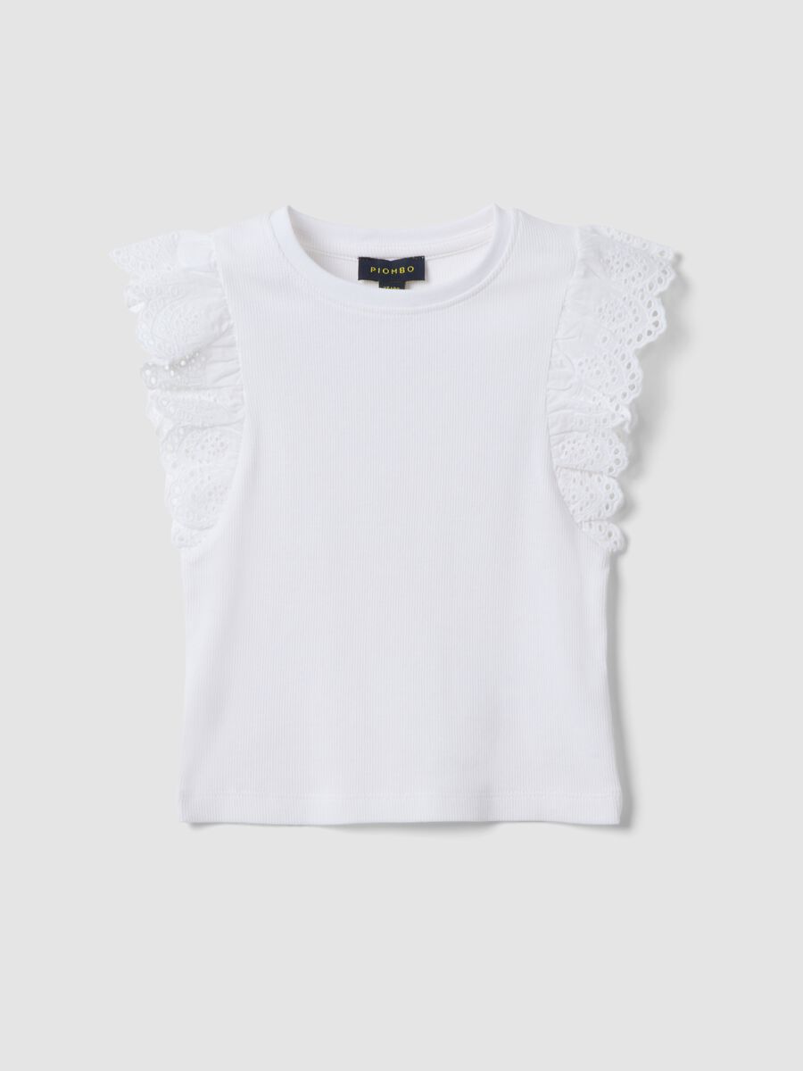 White stretch cotton girls&rsquo; vest top with ruffles_3