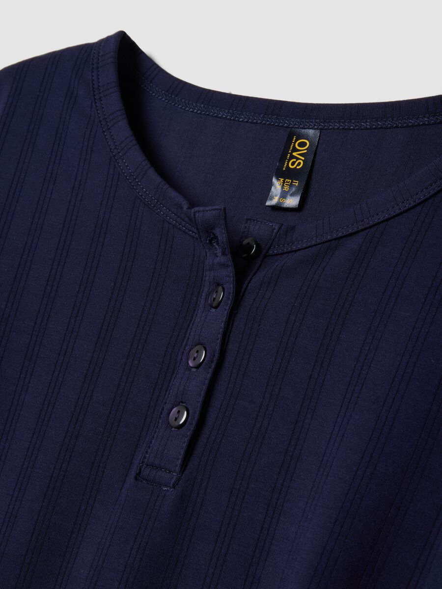 Blue ribbed stretch viscose pyjama top_1