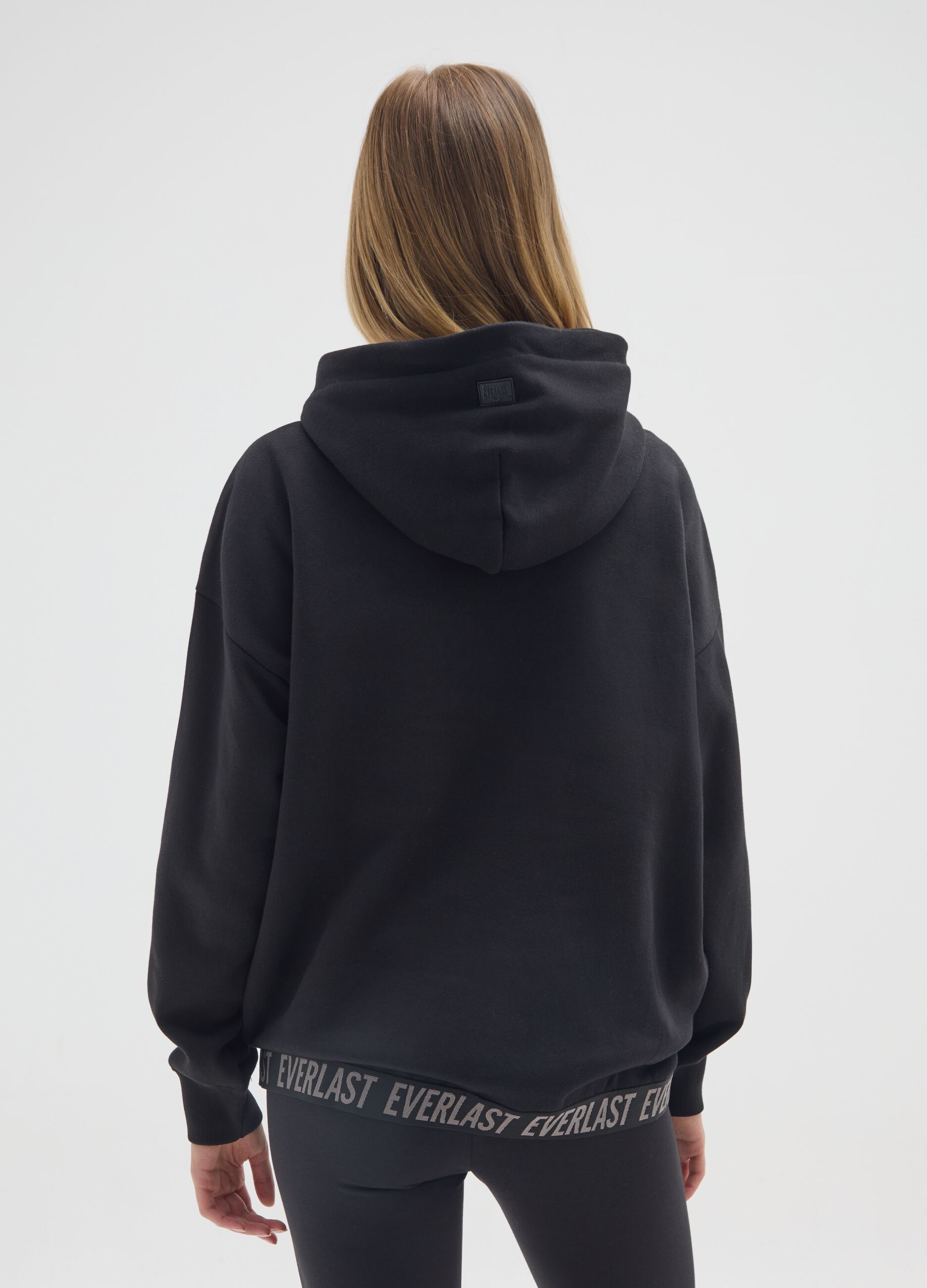 Black regular fit cotton blend sweatshirt