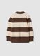 Brown striped polo-collar top_1