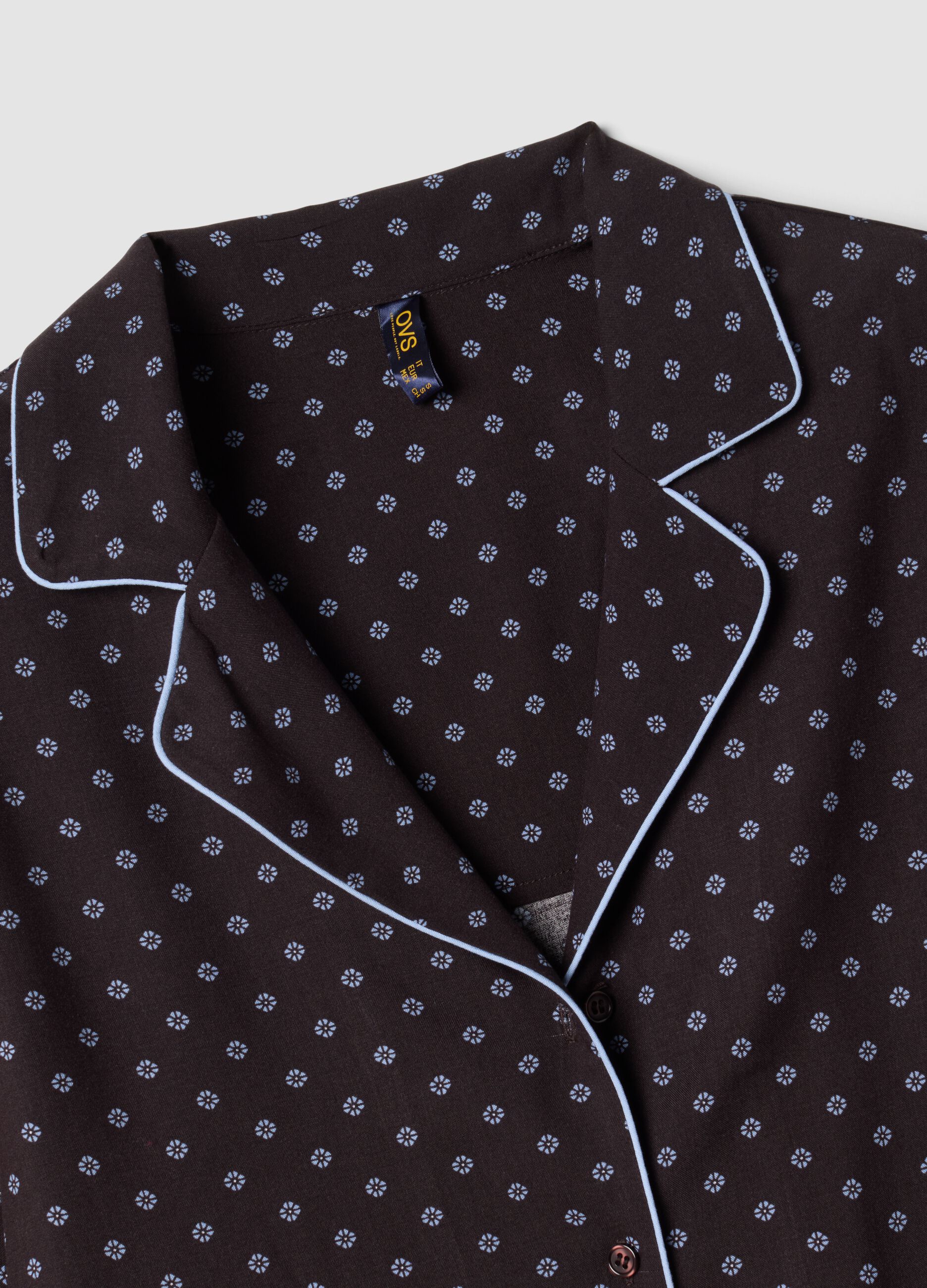 Brown pure viscose V-neck patterned pyjamas