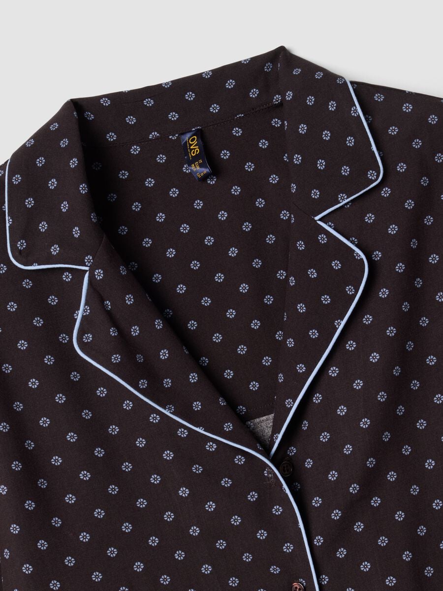 Brown pure viscose V-neck patterned pyjamas_1