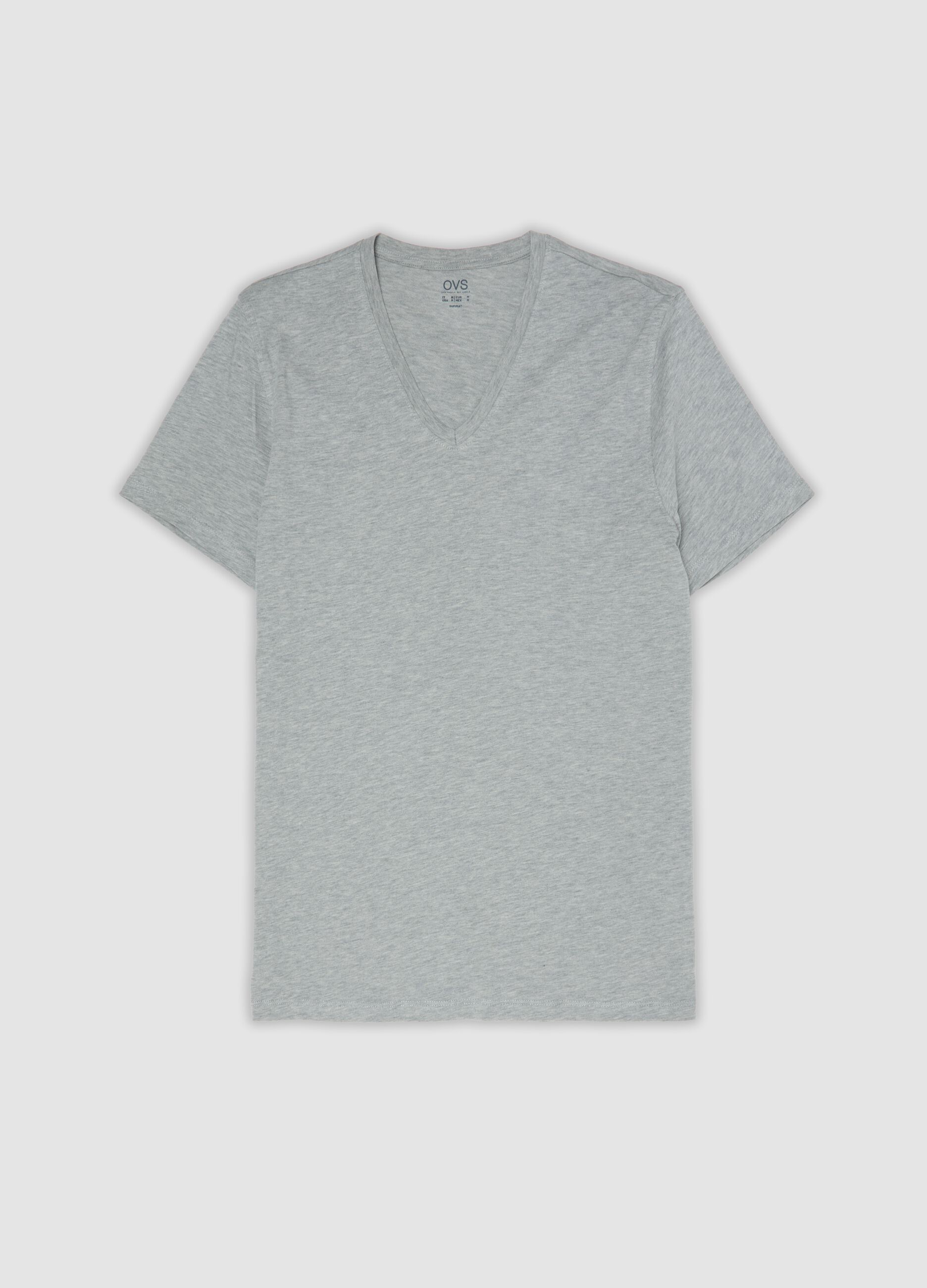 Grey Supima cotton regular-fit V-neck T-shirt