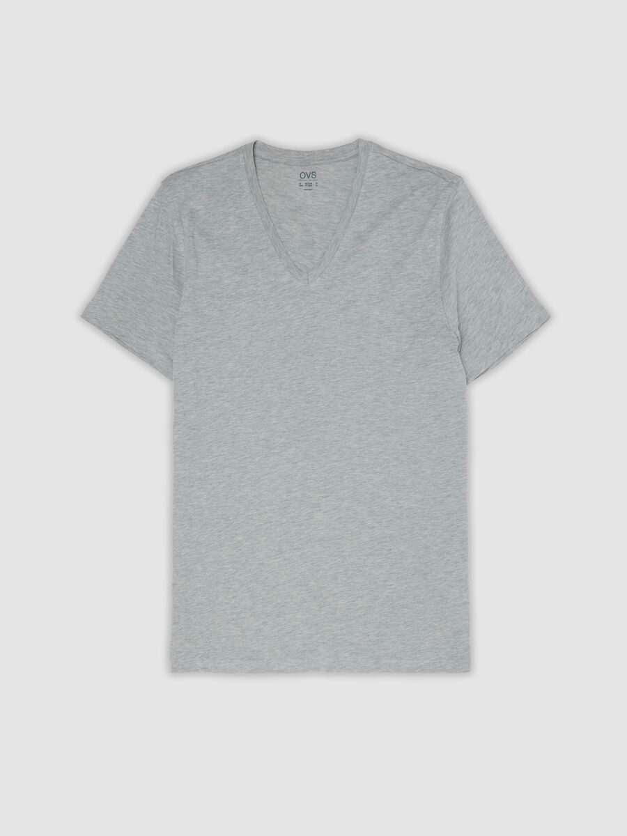 Grey Supima cotton regular-fit V-neck T-shirt_4