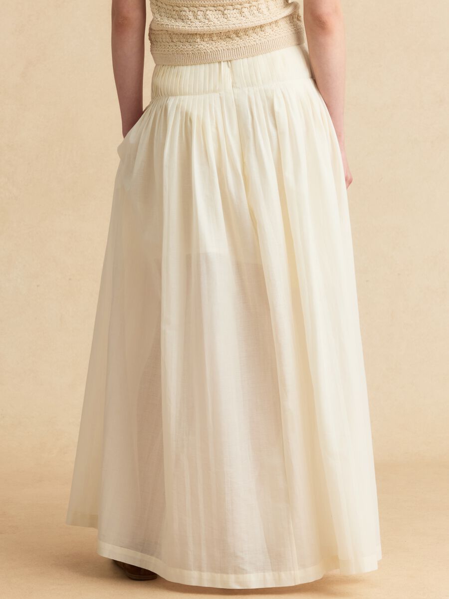 Gonna midi beige in puro cotone_2