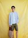 Green linen and cotton-blend five-pocket Bermuda shorts_0