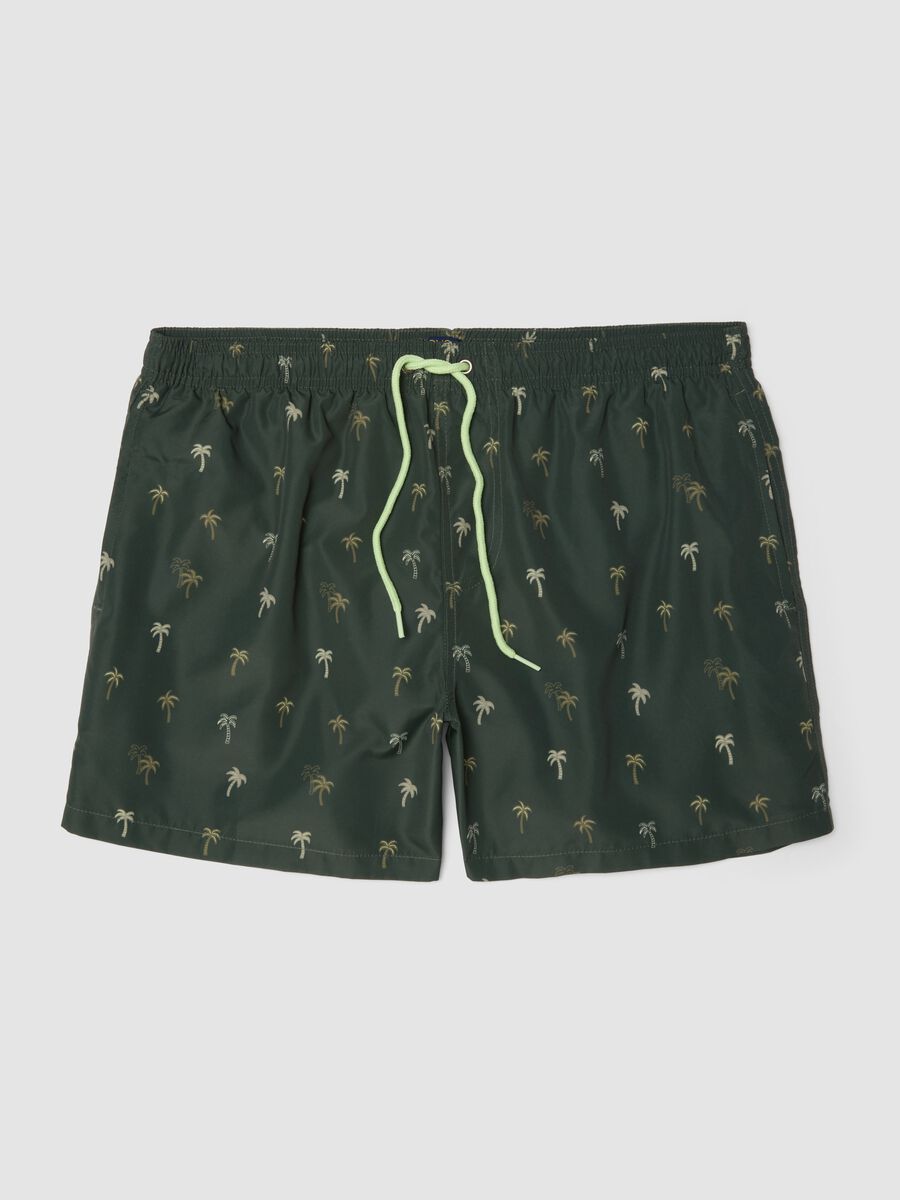 Costume boxer verde con stampa palme_0