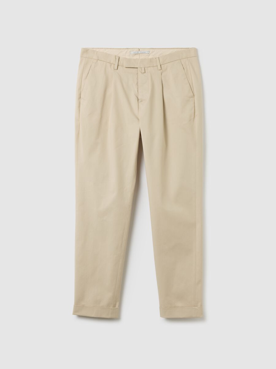 Pantaloni chino beige in misto cotone elasticizzato regular fit_4