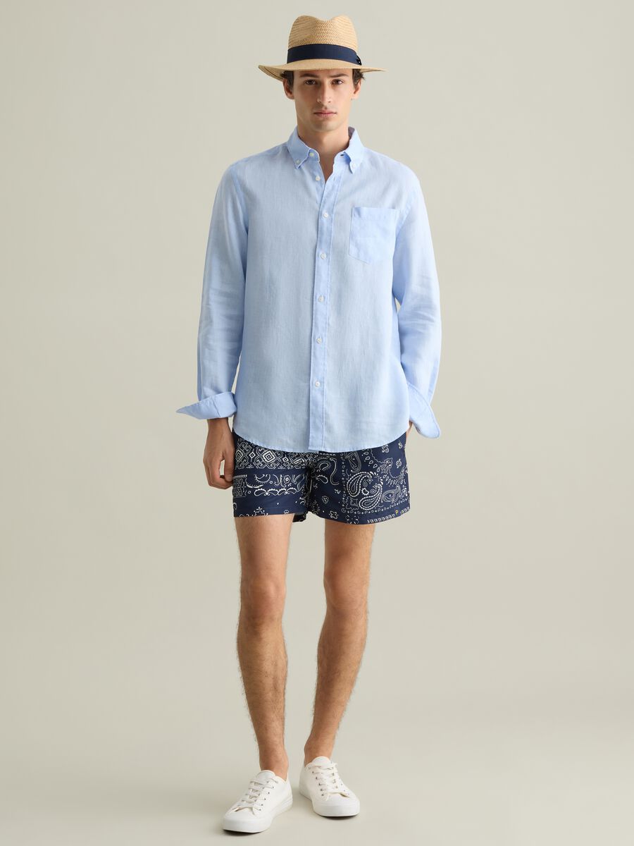 Blue swim boxers with paisley print_0
