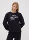 Black pure cotton sweatshirt with front slogan, relaxed fit, for girls_0
