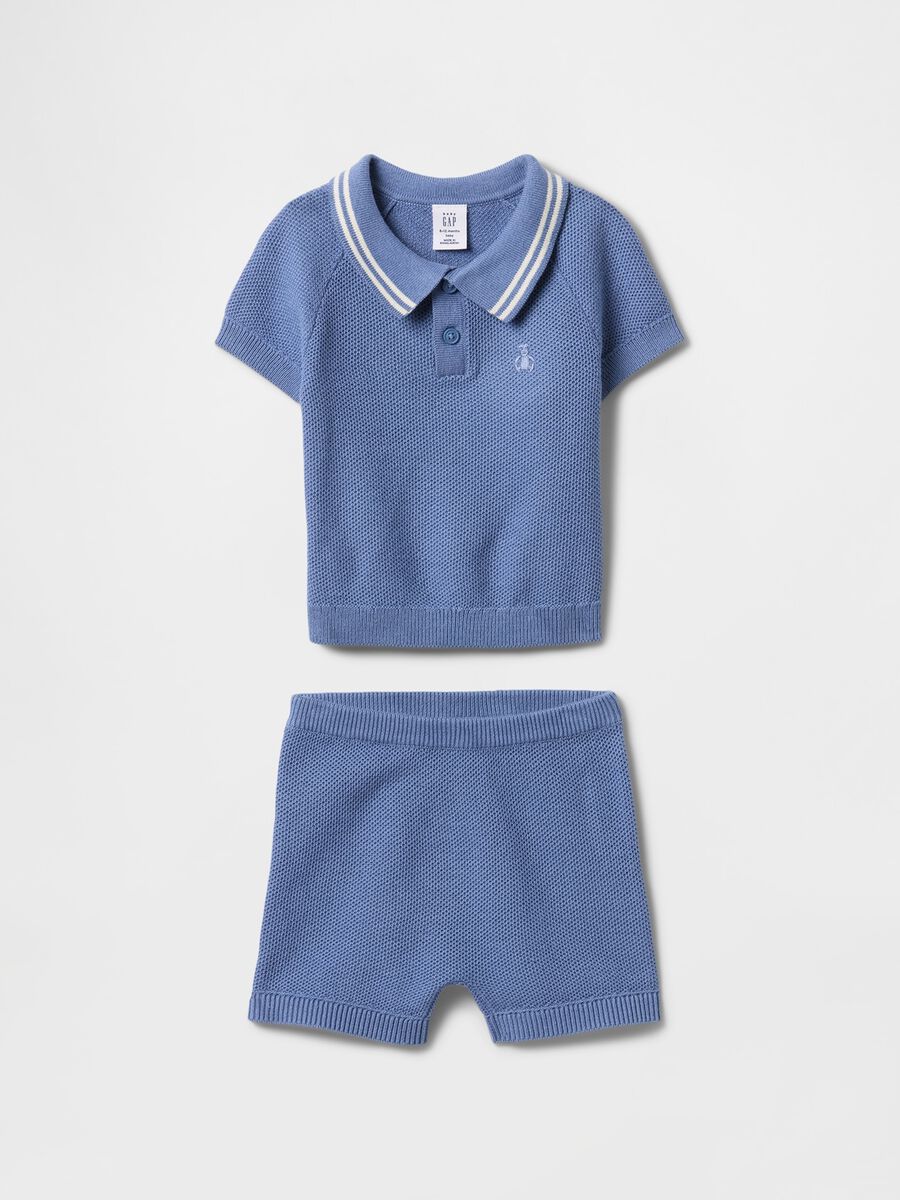 Blue Cotton T-Shirt and Shorts Set_0