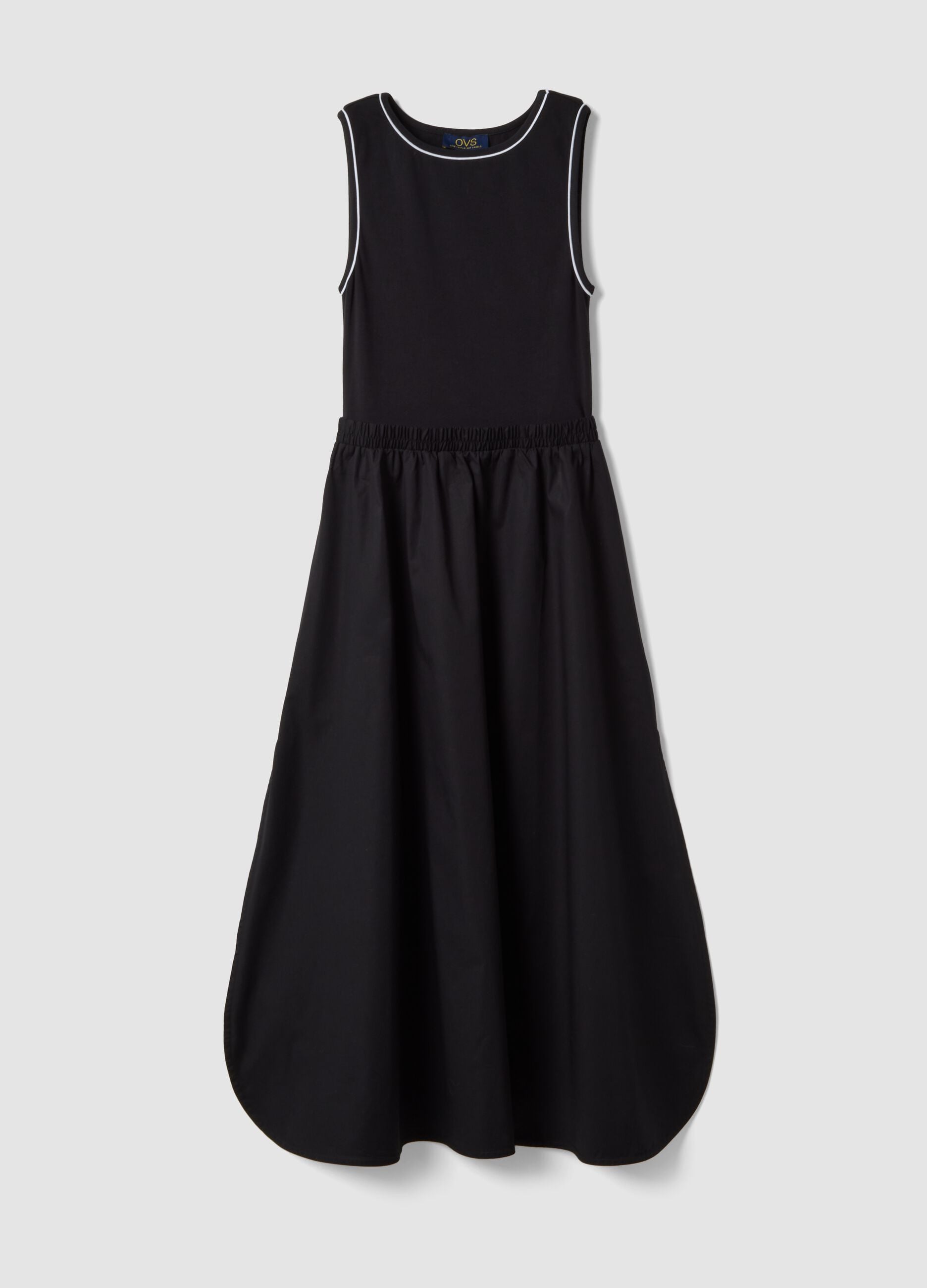 Brown midi dress in stretch cotton