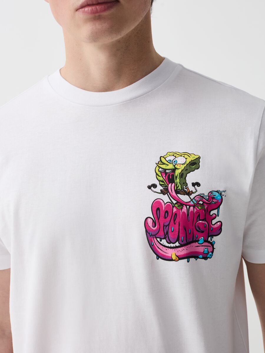 Cotton T-shirt with Spongebob print_1