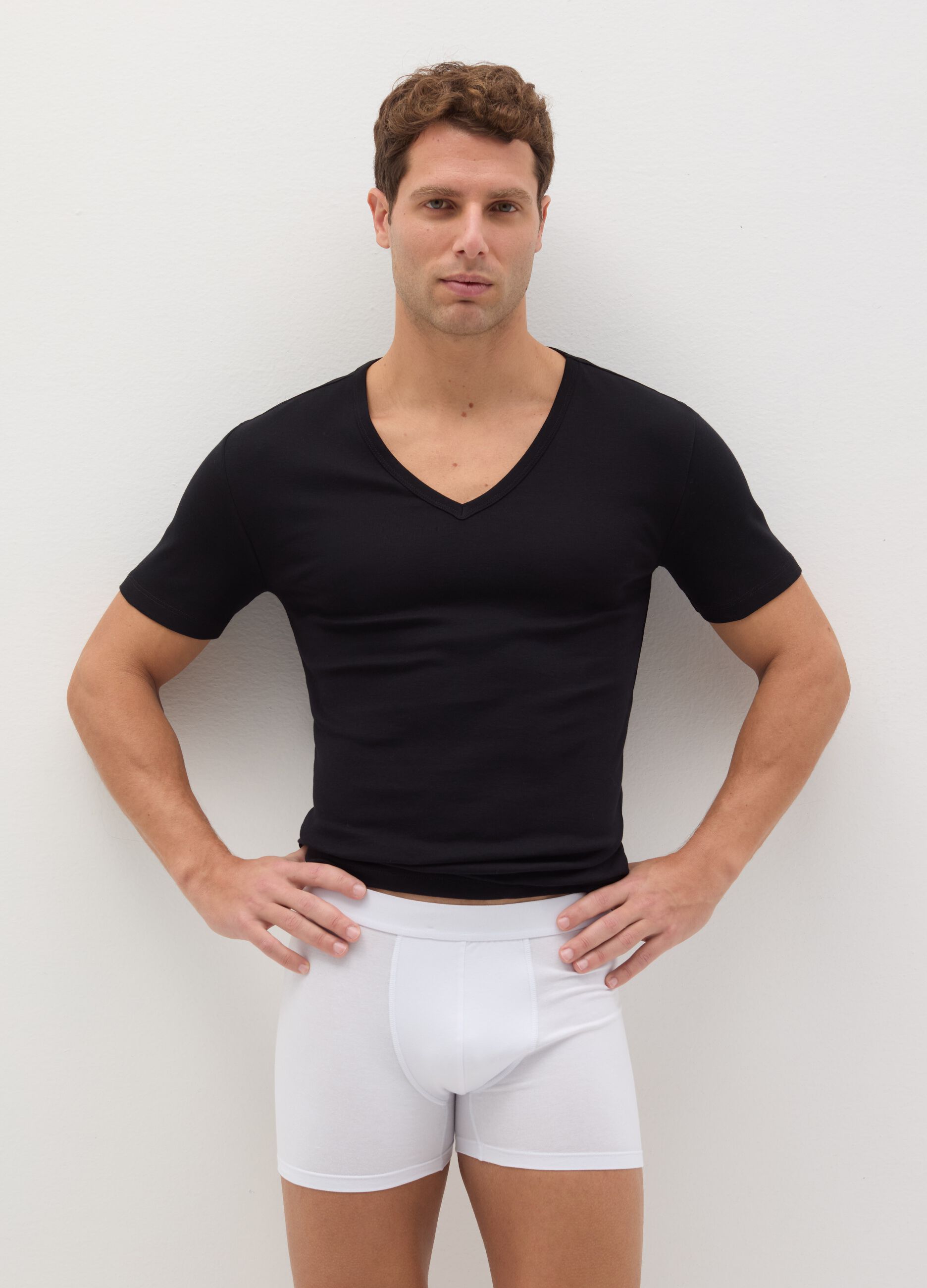 Midi boxer shorts in stretch cotton