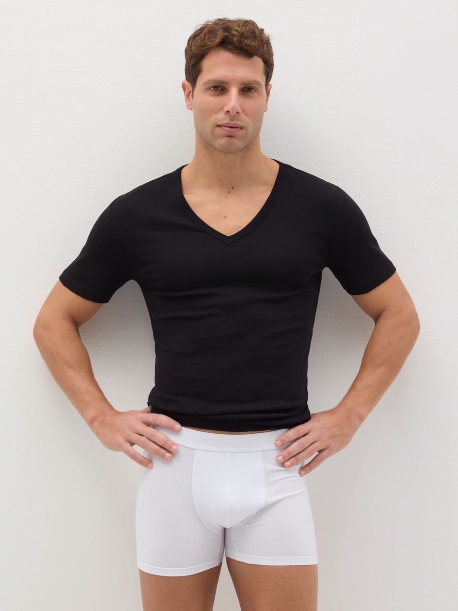 Midi boxer shorts in stretch cotton_0