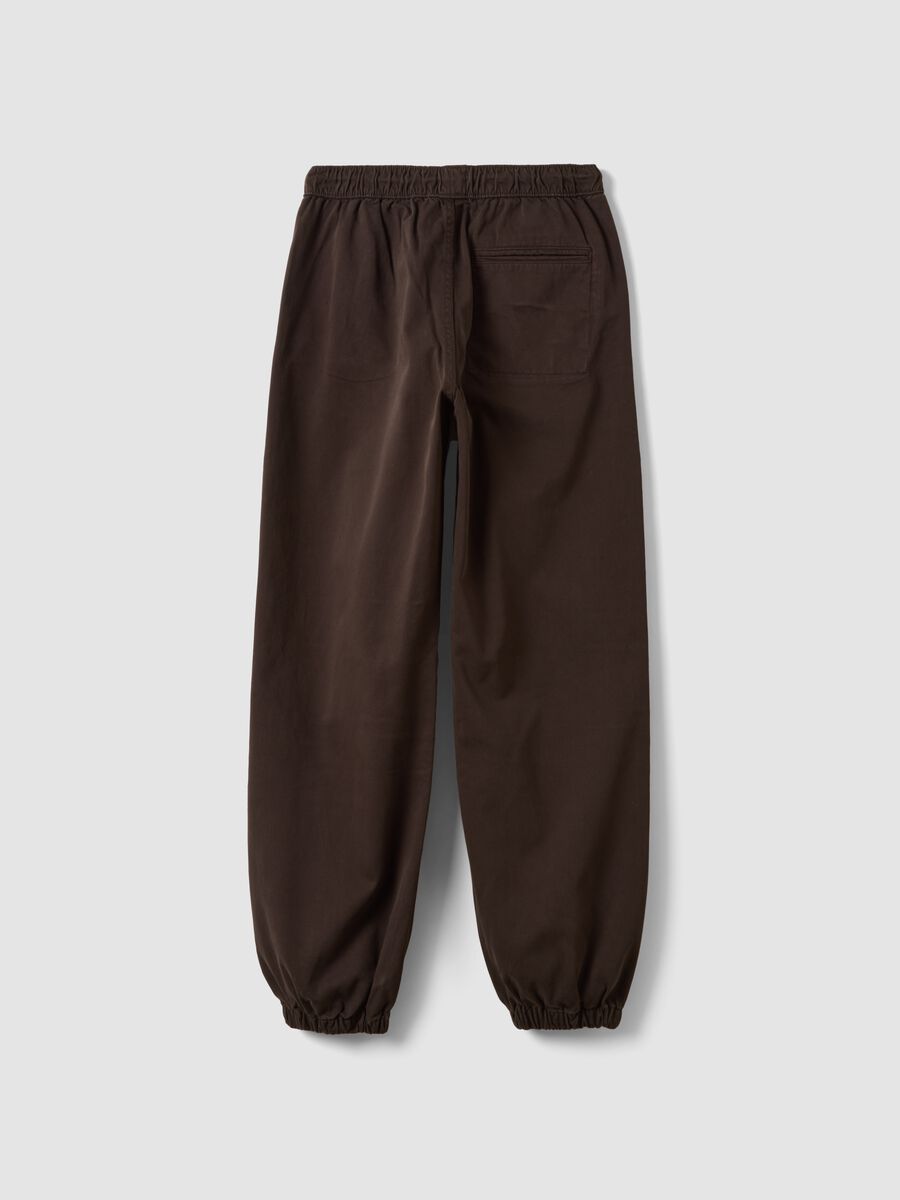Brown stretch cotton joggers with elasticated cuffs, comfort fit_2