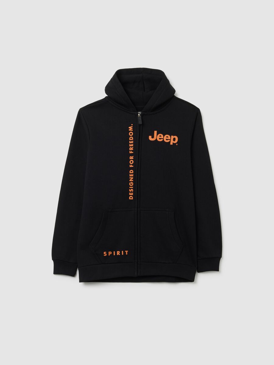 Kids' black regular fit cotton blend hoodie_0