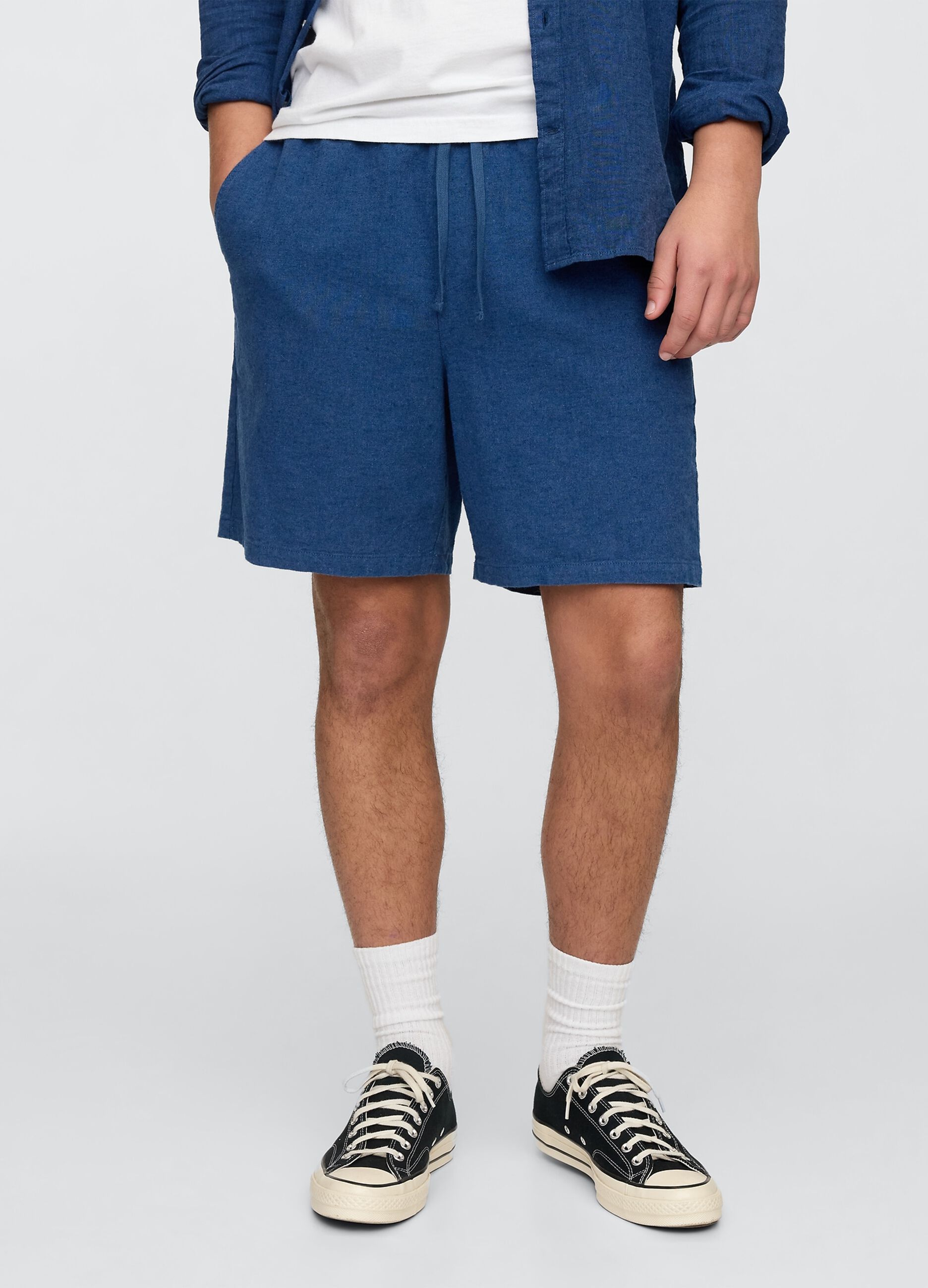 Blue Fabric Blend Shorts