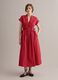 Red pure cotton midi dress with printed pattern_0