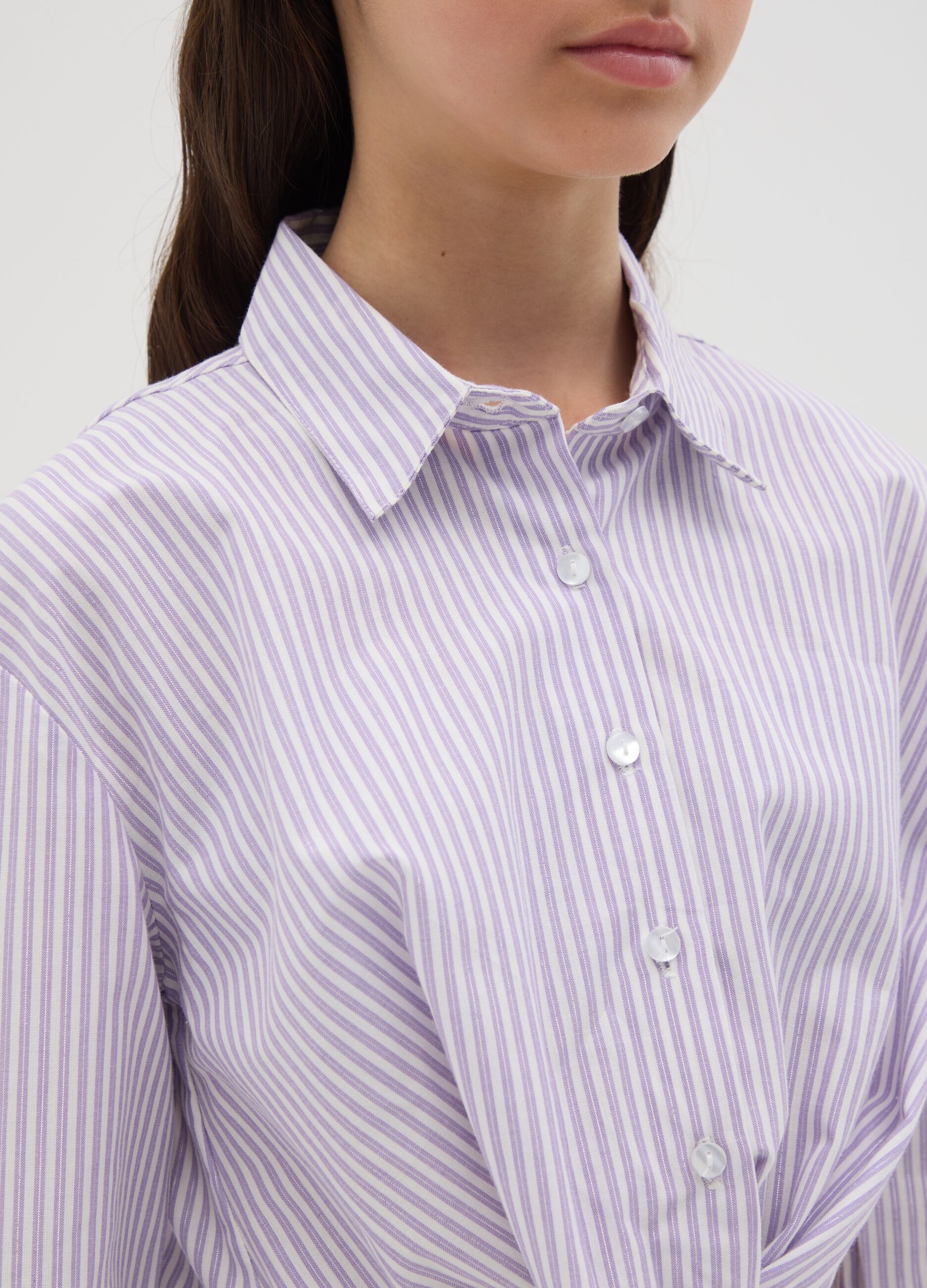 Girls’ cropped shirt in multicoloured cotton with regular fit
