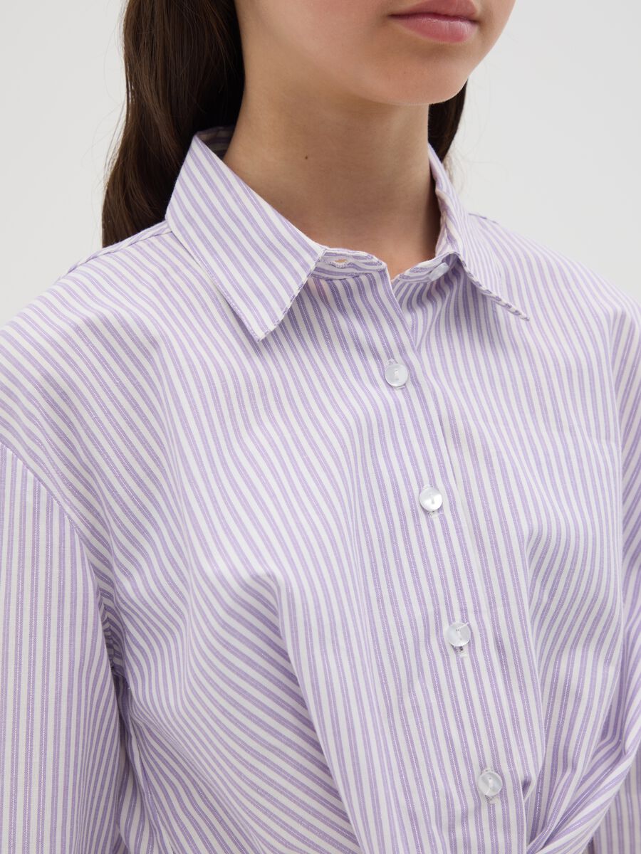 Camicia crop da ragazza in misto cotone multicolor regular fit_1