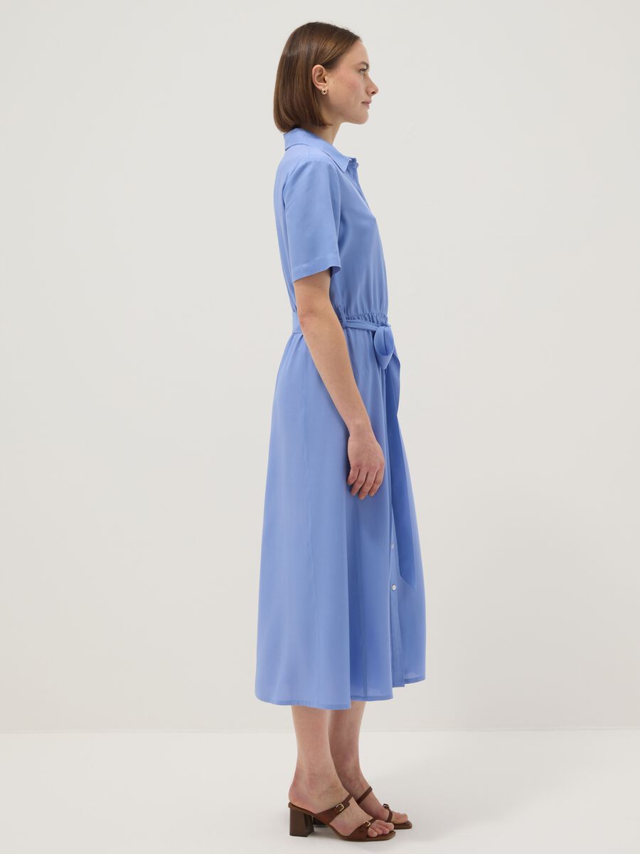Blue pure viscose dress with regular fit and belt_2
