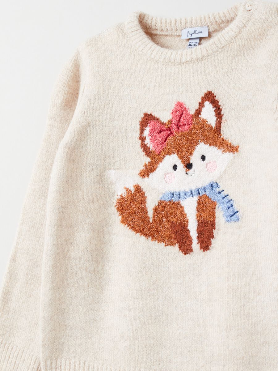 Pullover con ricamo volpe jacquard_2
