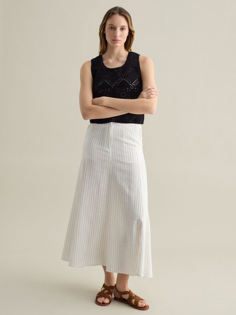Black crochet knit tank top_1